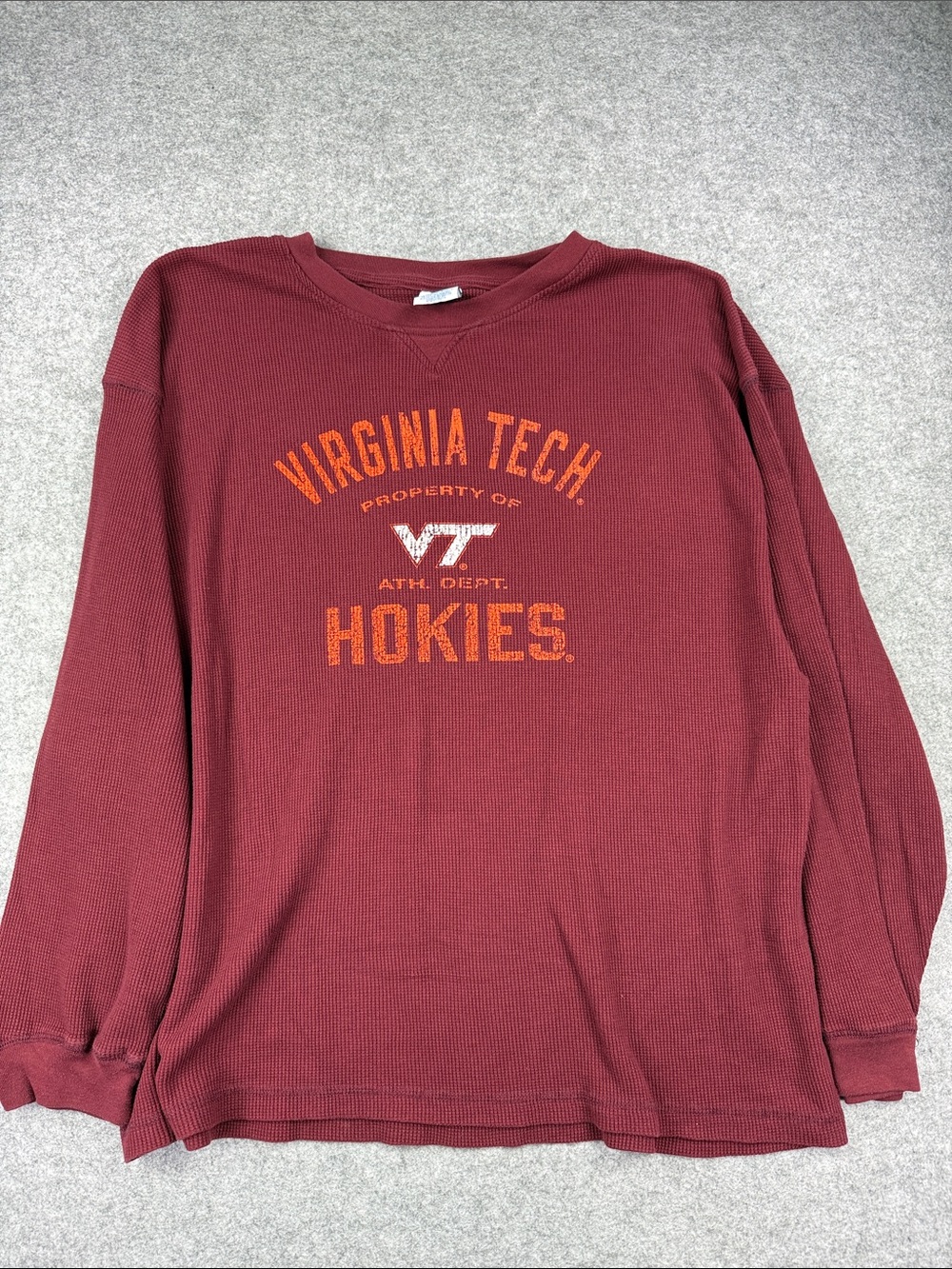 NCAA Virginia Tech Maroon Long Sleeve Thermal Shirt with Orange Logo